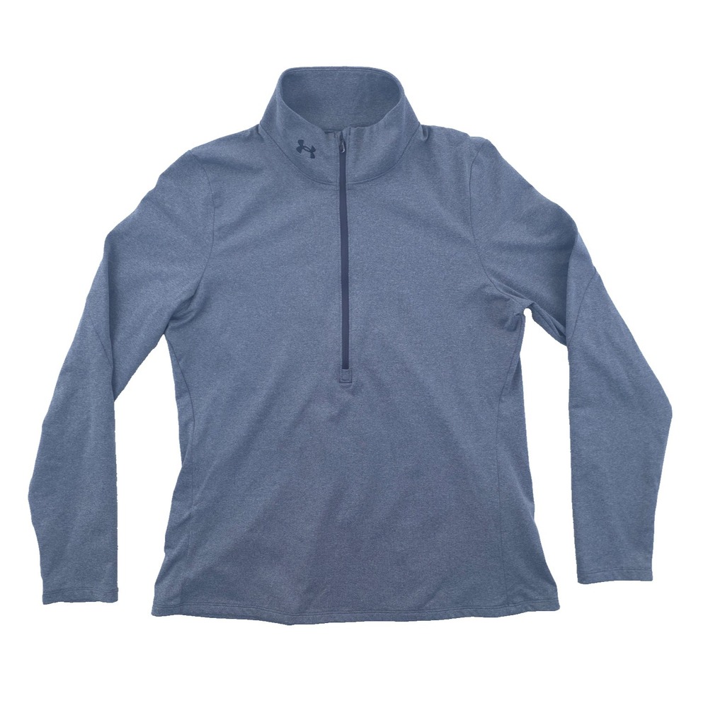 Under Armour Mens Pullover ColdGear 1/4 Zip Large Gray Heather Loose Fit Active